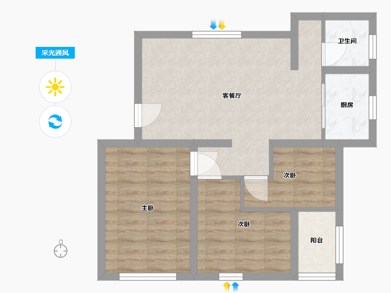 山西省-太原市-建山机器厂新建职工住宅楼-73.69-户型库-采光通风