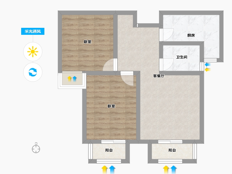 河北省-廊坊市-诗锦苑小区-71.86-户型库-采光通风