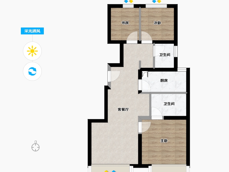 北京-北京市-臻珑府-66.00-户型库-采光通风
