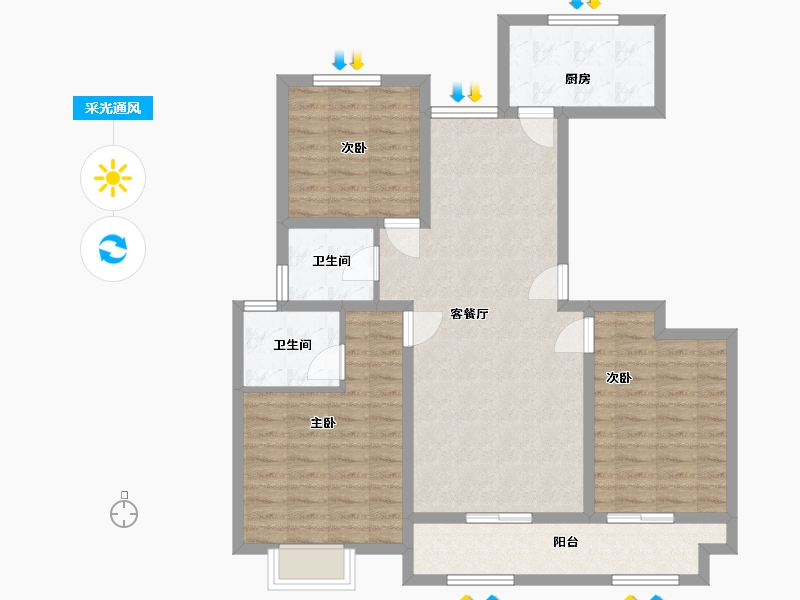 山东省-菏泽市-中华家园-99.00-户型库-采光通风