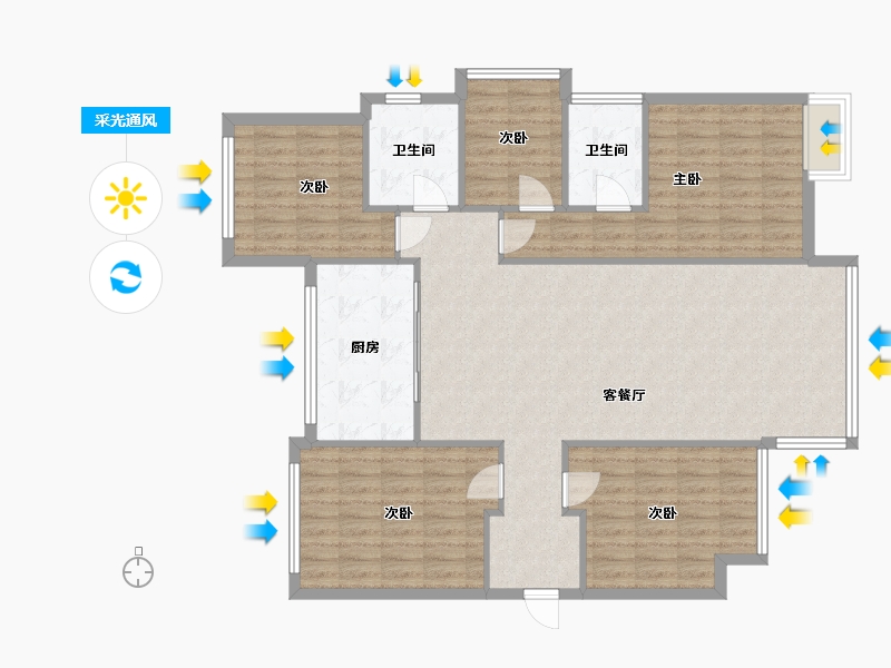 四川省-内江市-万达中央华城-121.00-户型库-采光通风