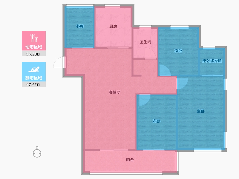 江苏省-南通市-湖滨华庭-86.00-户型库-动静分区