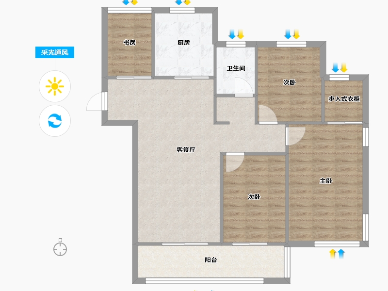 江苏省-南通市-湖滨华庭-86.00-户型库-采光通风