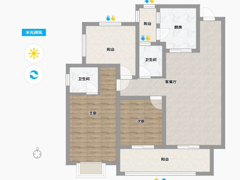 贵州省-遵义市-梦想城-90.00-户型库-采光通风