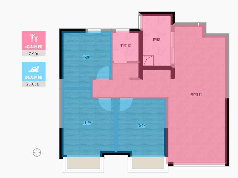 陕西省-西安市-绿城全运村四期-72.70-户型库-动静分区