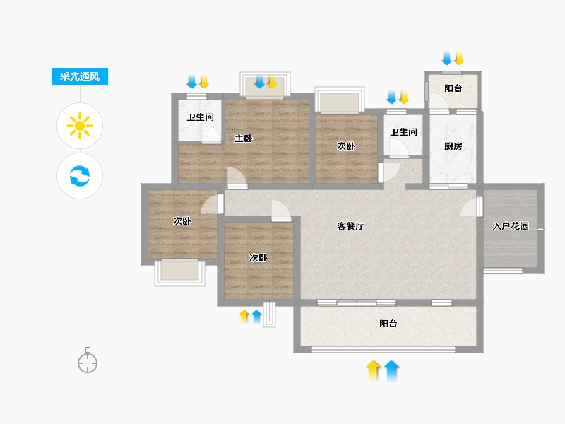 贵州省-安顺市-时代顺城-110.00-户型库-采光通风