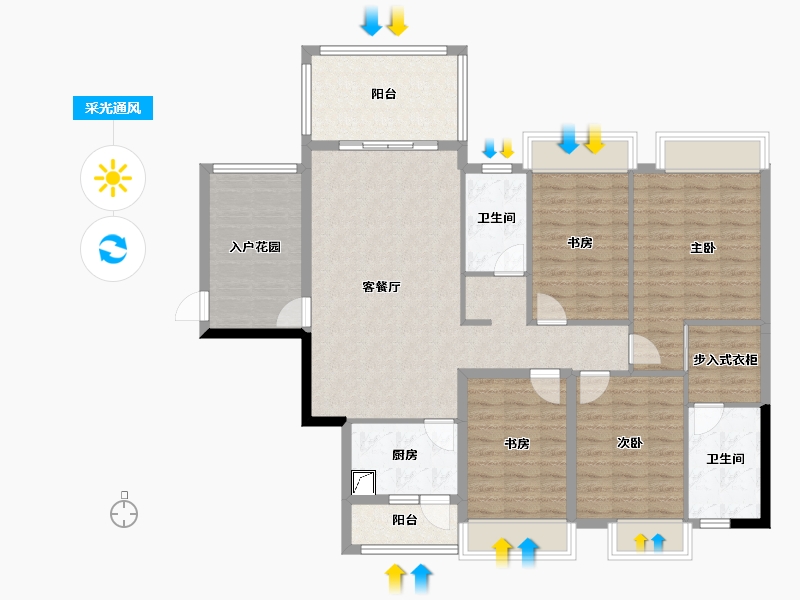 广西壮族自治区-钦州市-东岸阳光-120.00-户型库-采光通风