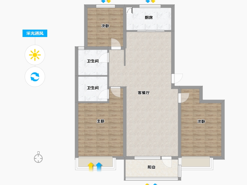 山东省-青岛市-万福祥苑-110.00-户型库-采光通风