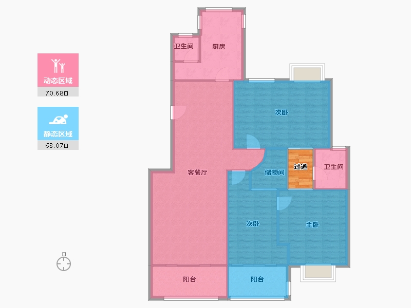 湖南省-长沙市-地质家园-一期-130.00-户型库-动静分区