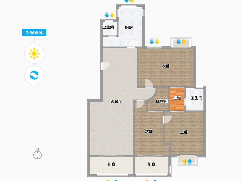 湖南省-长沙市-地质家园-一期-130.00-户型库-采光通风