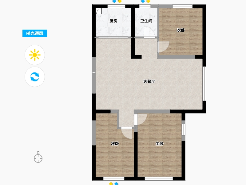 黑龙江省-双鸭山市-双兴·福悦湾-92.00-户型库-采光通风