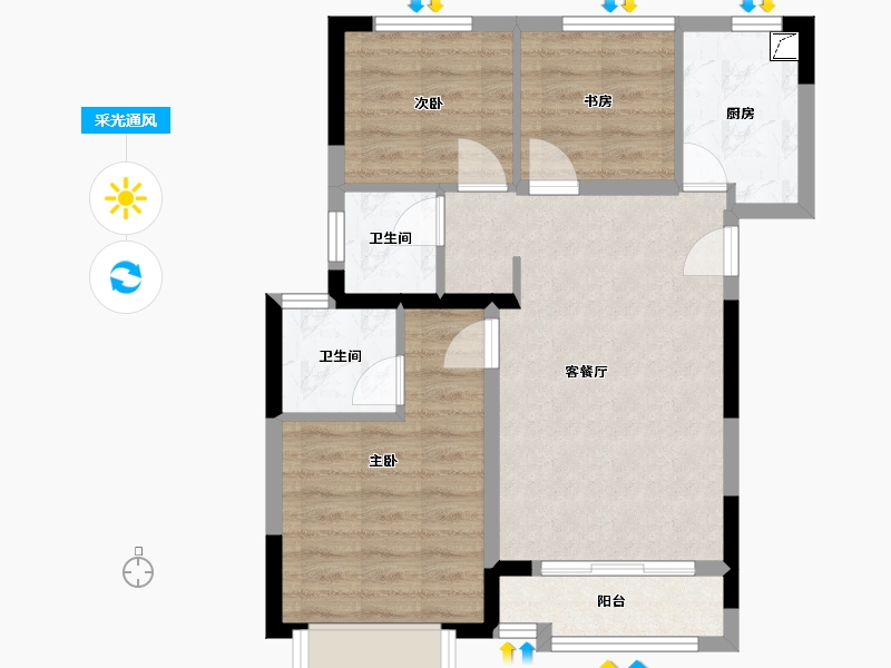 天津-天津市-中建玖樾府-70.00-户型库-采光通风