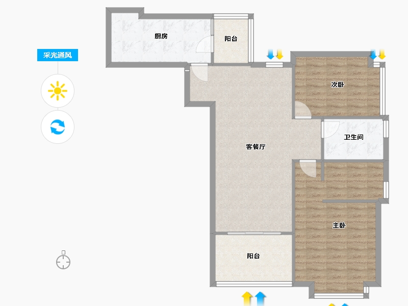 四川省-成都市-时代晶科名苑-90.00-户型库-采光通风