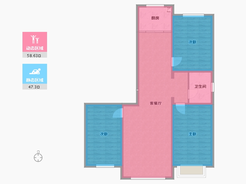 内蒙古自治区-锡林郭勒盟-海龙新城小区-105.00-户型库-动静分区