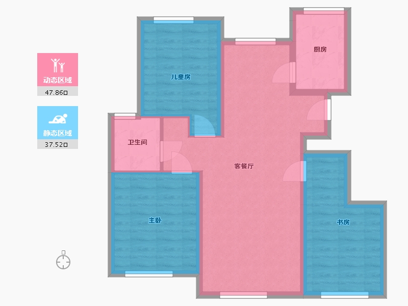 内蒙古自治区-呼和浩特市-祥生云湖樾-74.52-户型库-动静分区