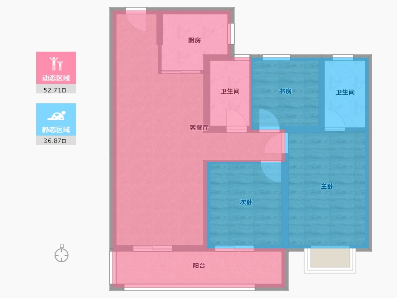 云南省-大理白族自治州-融创九宸府-89.52-户型库-动静分区