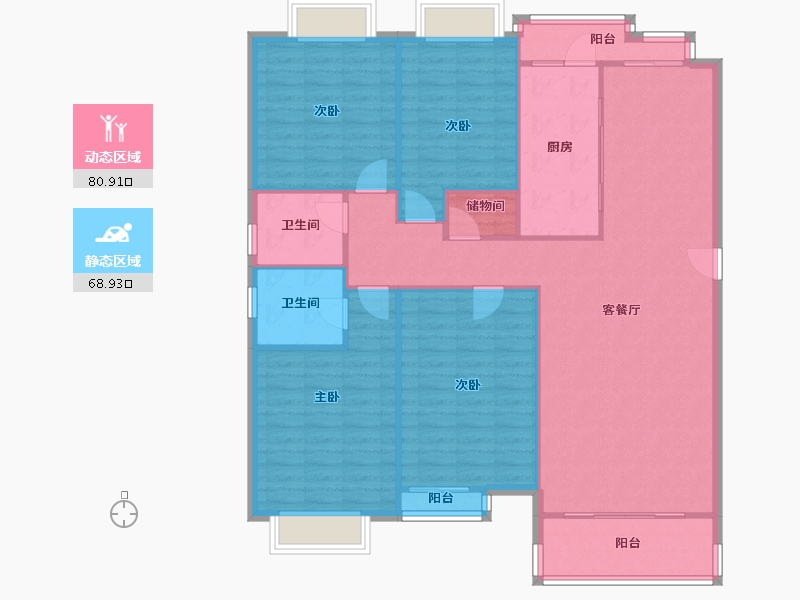 上海-上海市-东城花苑二村-132.00-户型库-动静分区