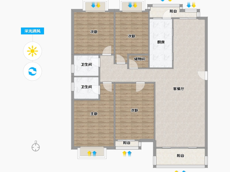 上海-上海市-东城花苑二村-132.00-户型库-采光通风