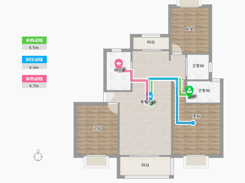 上海-上海市-好日子大家园-A区-107.00-户型库-动静线