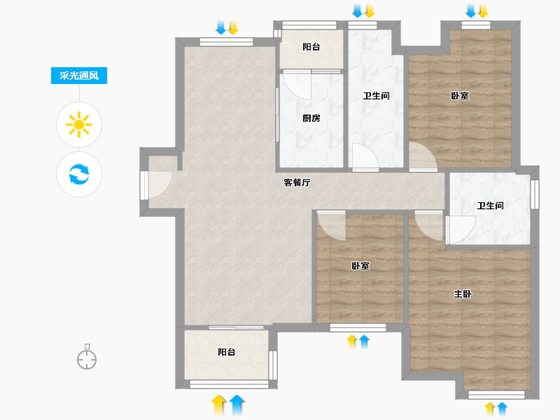 广东省-佛山市-佛山奥园-90.00-户型库-采光通风