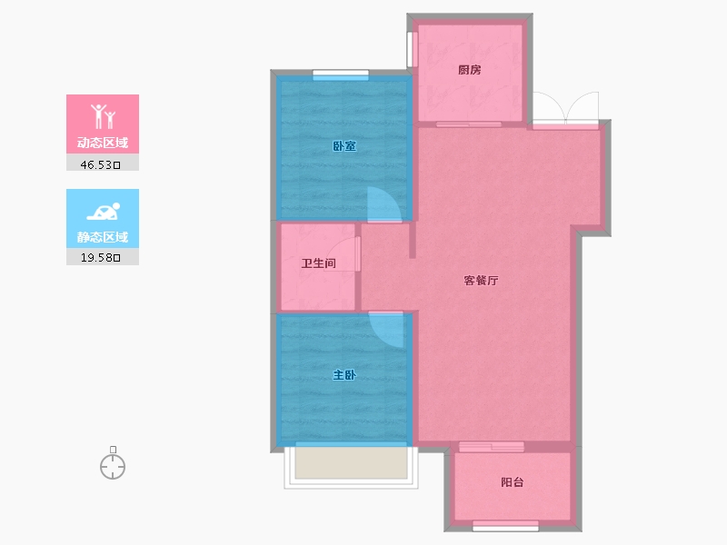 内蒙古自治区-呼和浩特市-天福九熙府-66.96-户型库-动静分区