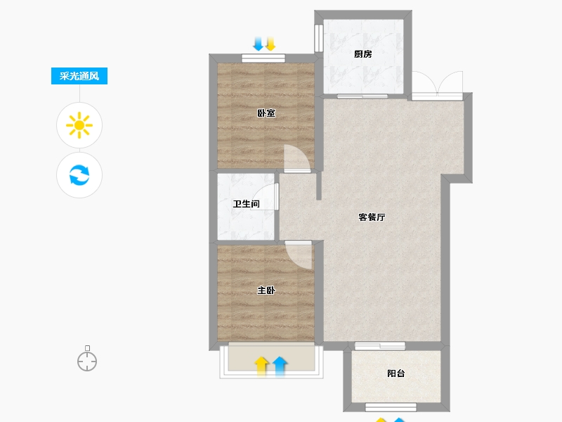 内蒙古自治区-呼和浩特市-天福九熙府-66.96-户型库-采光通风