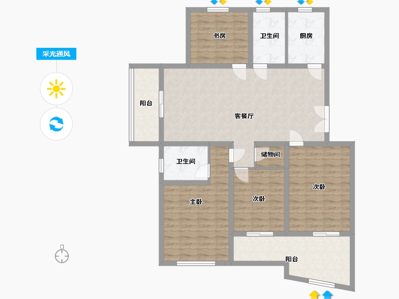 安徽省-马鞍山市-新宸金悦府-120.00-户型库-采光通风