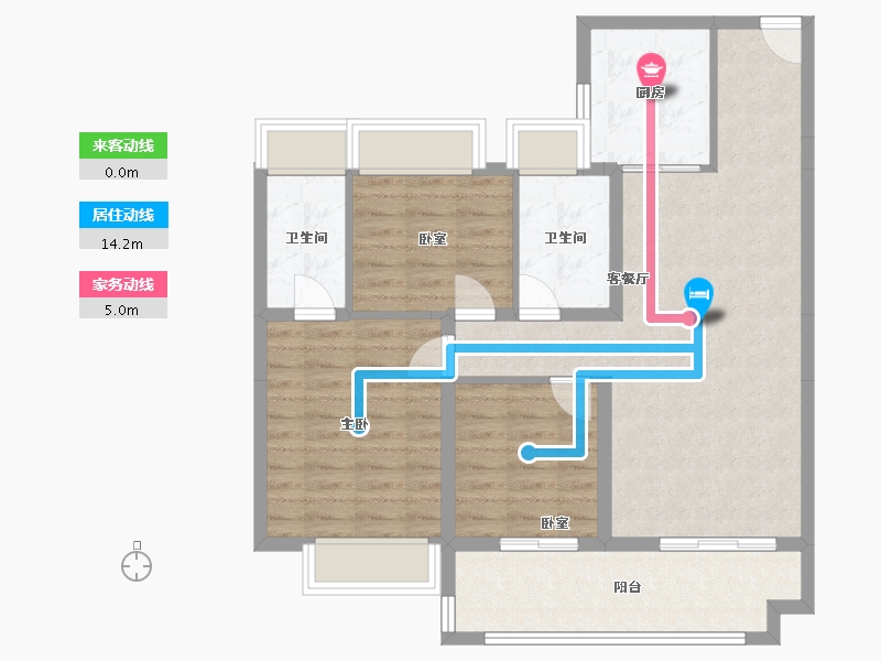 湖南省-常德市-碧桂园剑桥郡-93.66-户型库-动静线