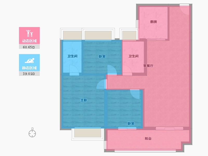 湖南省-常德市-碧桂园剑桥郡-93.66-户型库-动静分区