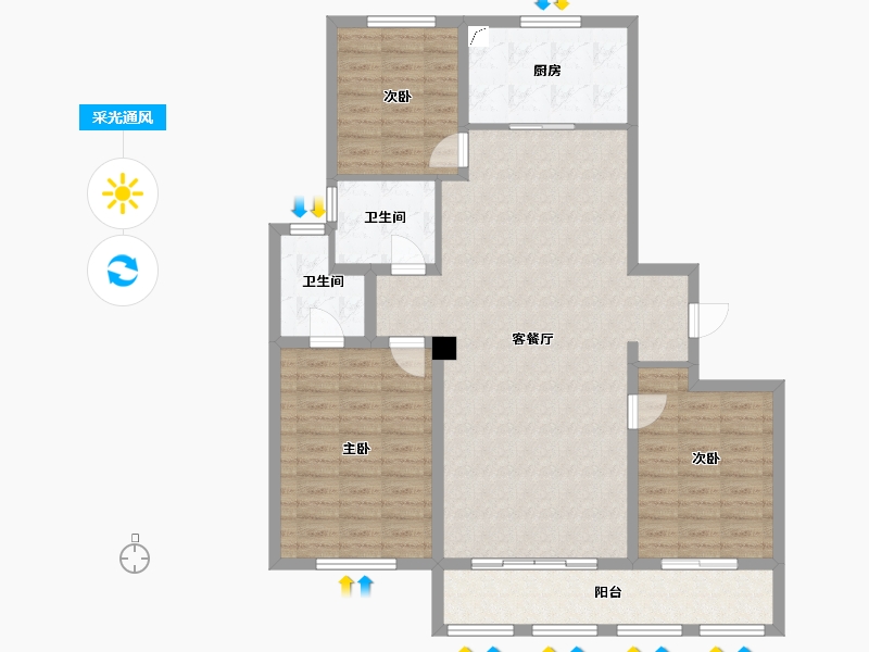 安徽省-蚌埠市-春江朗月-112.00-户型库-采光通风