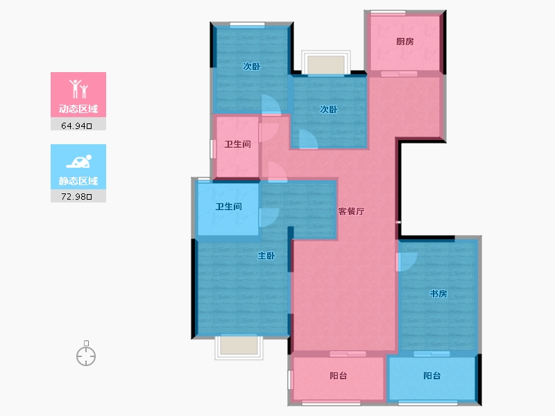 陕西省-西安市-白桦林溪-123.00-户型库-动静分区