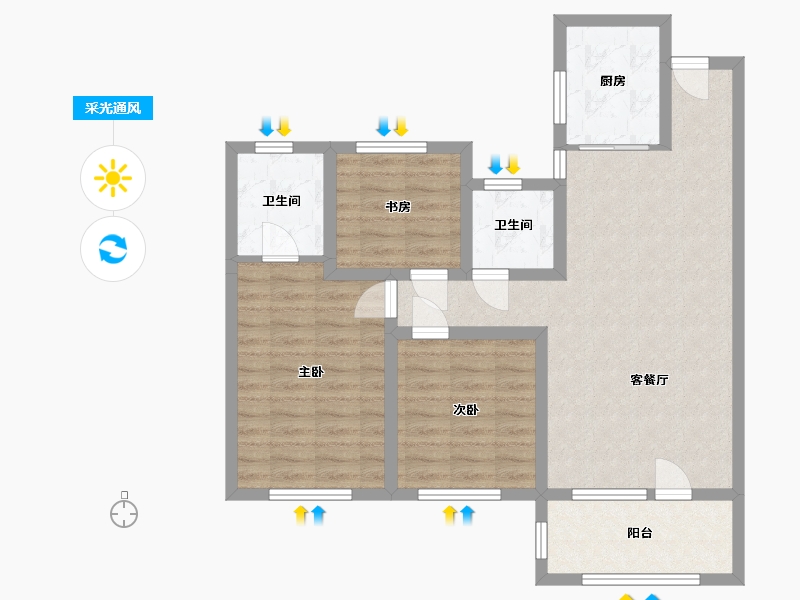 山东省-青岛市-金秋悦府-91.00-户型库-采光通风