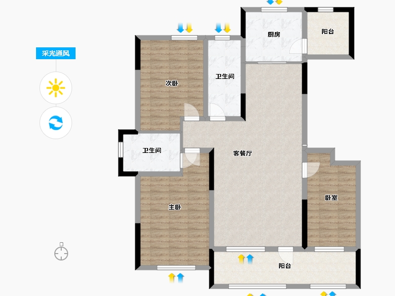 山东省-威海市-盛德·世纪新城-125.00-户型库-采光通风