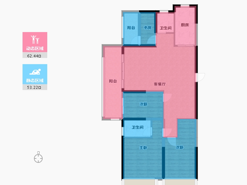 河南省-郑州市-碧桂园西湖-103.00-户型库-动静分区