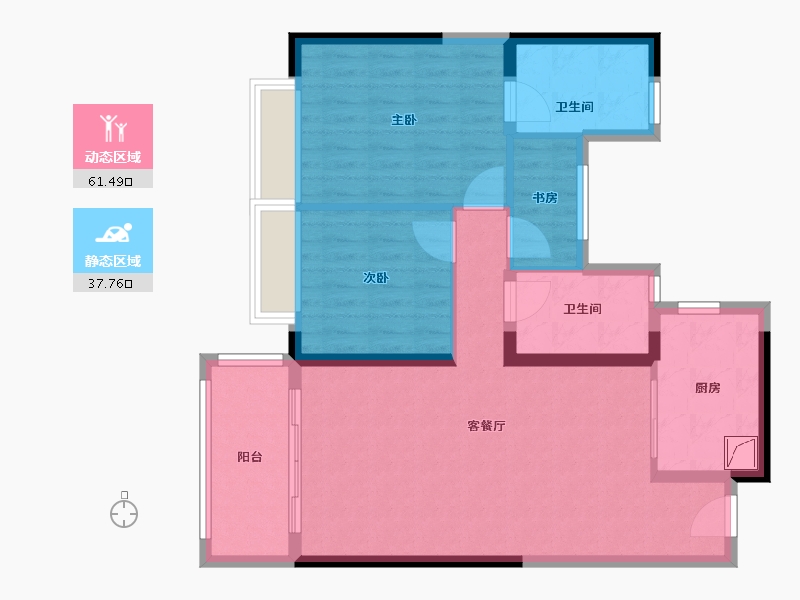 湖南省-长沙市-宁乡紫云府-89.00-户型库-动静分区