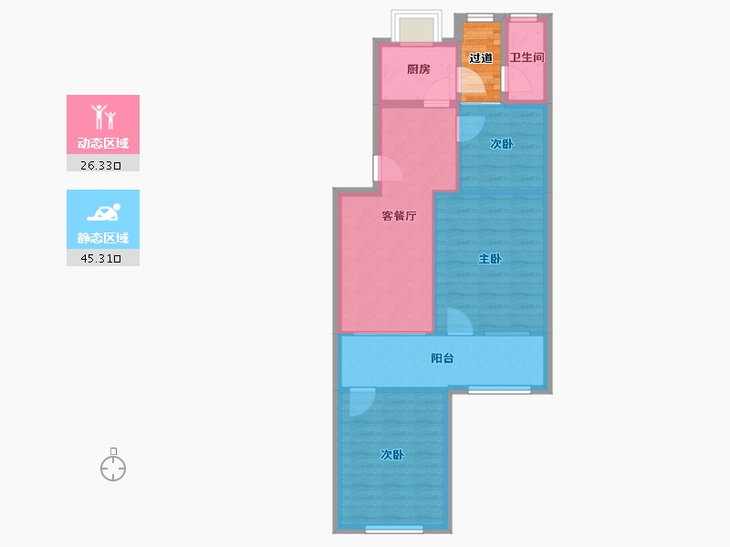 湖南省-长沙市-湖南广播电视学校宿舍-74.00-户型库-动静分区