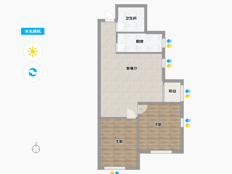 河北省-廊坊市-德仁永兴苑-72.00-户型库-采光通风