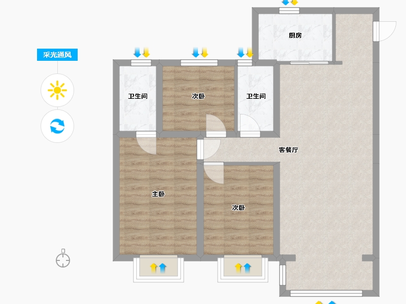 河北省-唐山市-万科金域缇香-92.00-户型库-采光通风