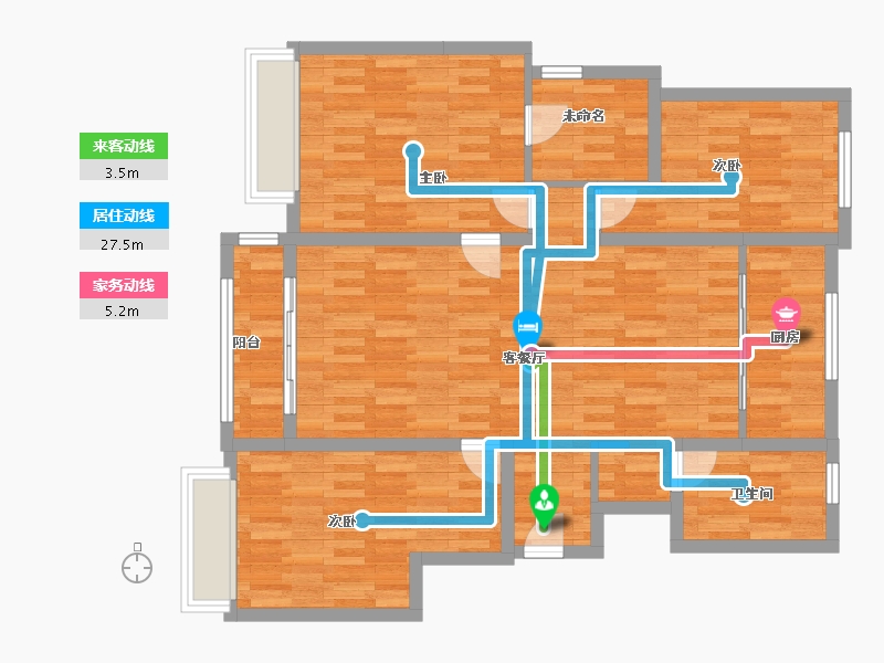 天津-天津市-鸿坤理想湾1号楼,2号楼,14号楼,7号楼建面127m²-100.27-户型库-动静线