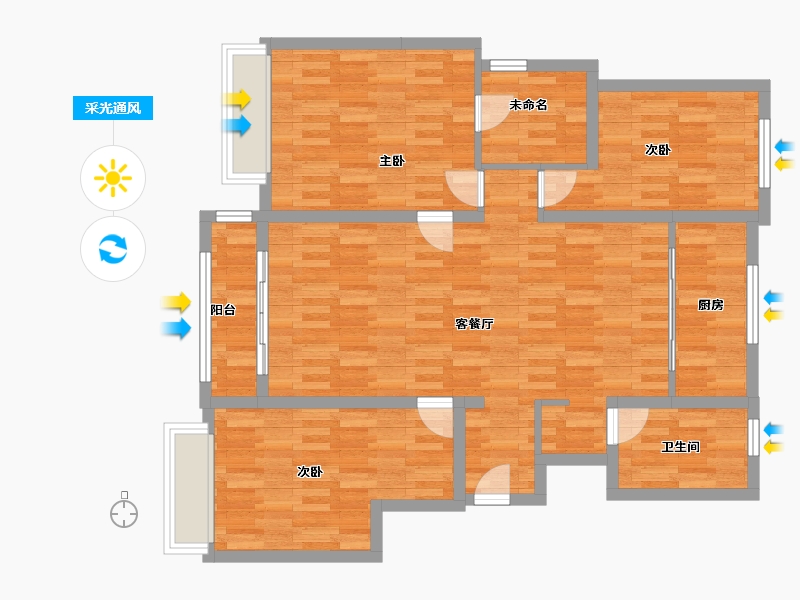 天津-天津市-鸿坤理想湾1号楼,2号楼,14号楼,7号楼建面127m²-100.27-户型库-采光通风