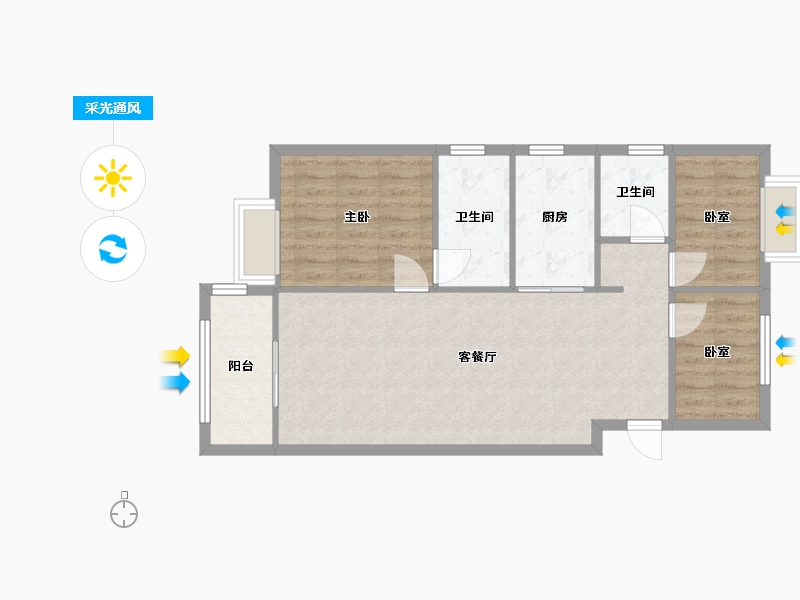 广东省-广州市-保利西悦湾-75.00-户型库-采光通风