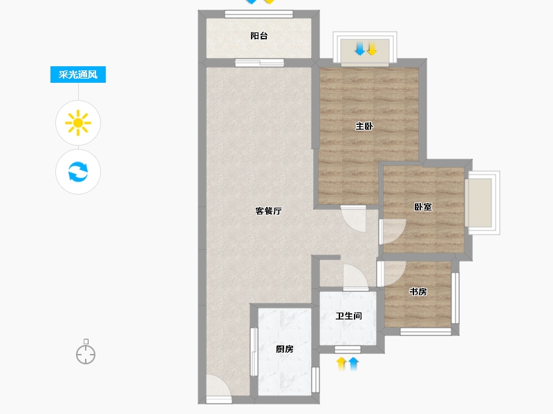 广东省-珠海市-时代保利中环广场-北区-69.00-户型库-采光通风