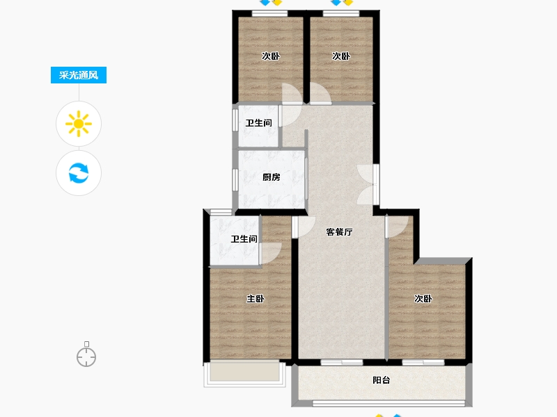 陕西省-西安市-保利和光尘樾 -99.00-户型库-采光通风