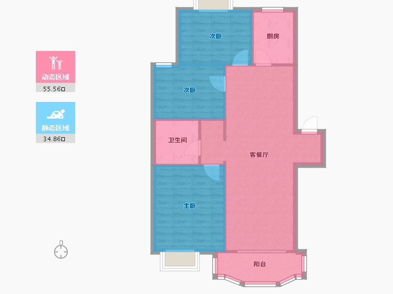 江苏省-常州市-四季新城南苑-57.70-户型库-动静分区