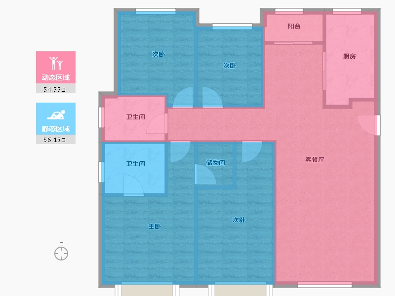 天津-天津市-鸿坤原乡郡-115.00-户型库-动静分区