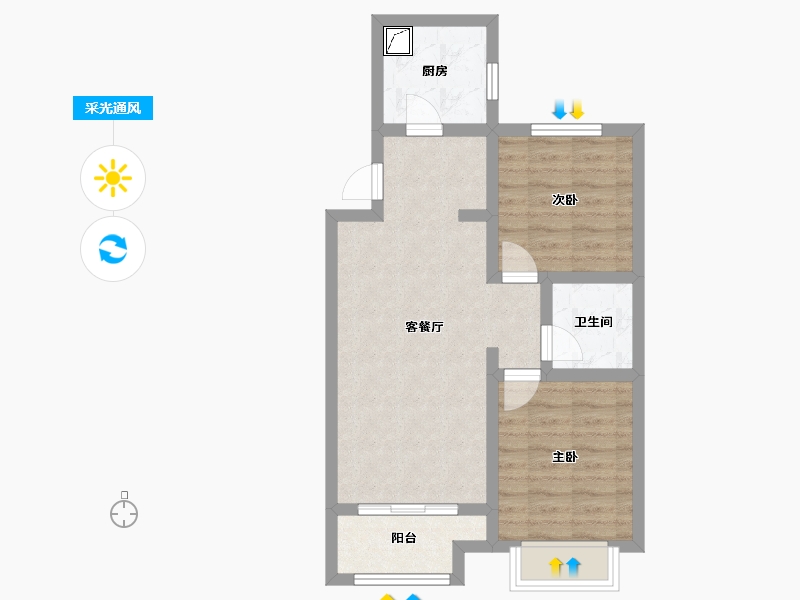 河北省-石家庄市-海蓝和光-80.00-户型库-采光通风