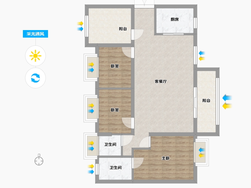 广东省-惠州市-泓泰花园-91.00-户型库-采光通风