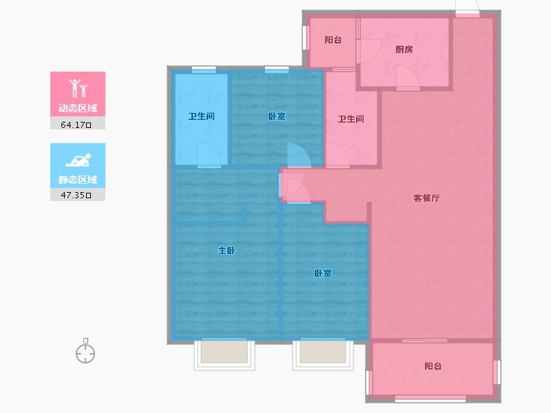 陕西省-西安市-恒大雅苑-105.00-户型库-动静分区