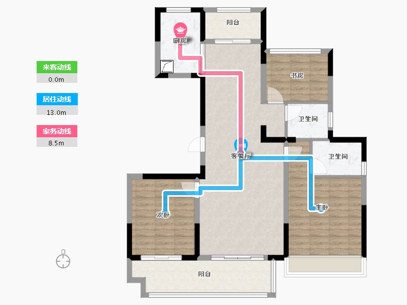 江苏省-镇江市-爱家尚城-104.00-户型库-动静线