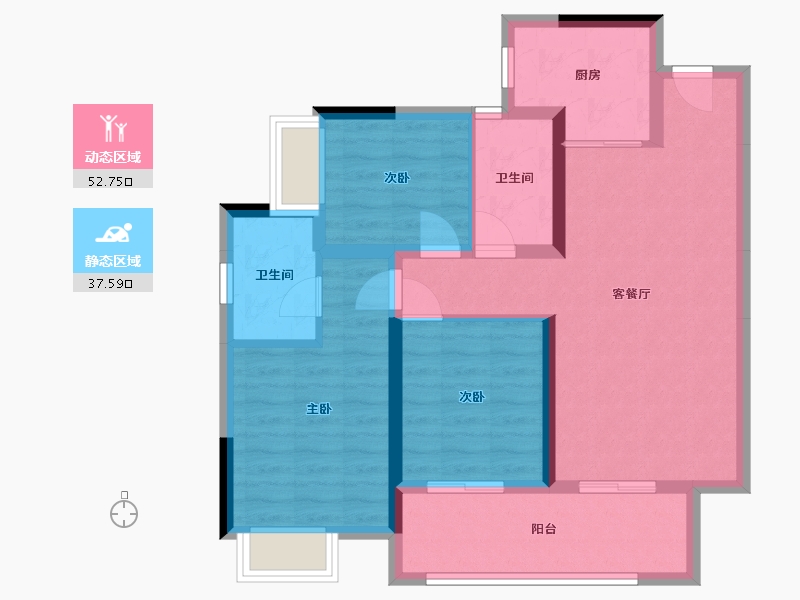 四川省-成都市-颐湖题院-87.00-户型库-动静分区